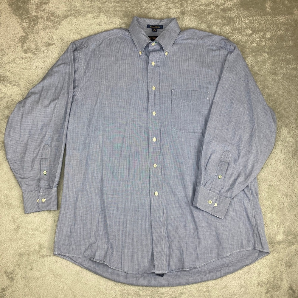 Tommy Hilfiger American Classics Blue Gingham Button Down Dress Shirt Mens‎ 16